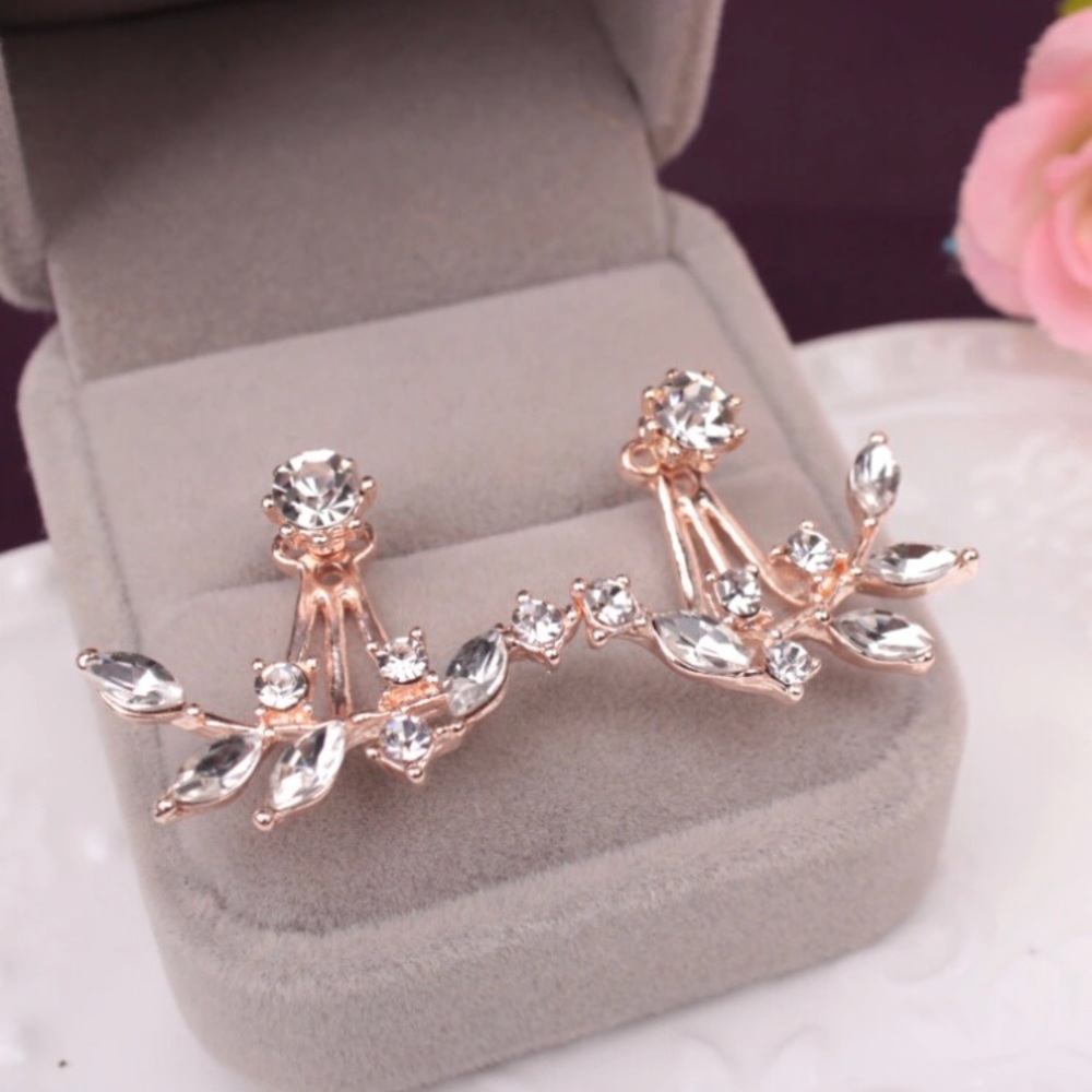 NEW!💙💎ROSE💗GOLD COLOR!!💎💙JACKET CZ EARRINGS!! - Picture 4 of 12